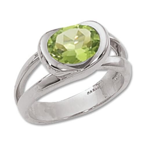 9x7 Faceted Oval Peridot Ring - 70378pe-ss - Sterling Silver