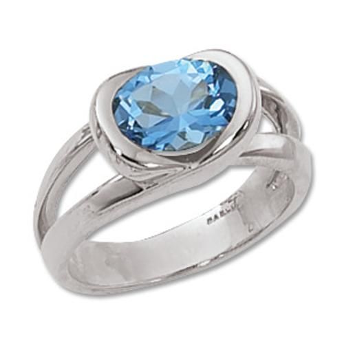 9x7 Faceted Oval Swirl Blue Topaz Ring - 70378bt-ss - Sterling Silver