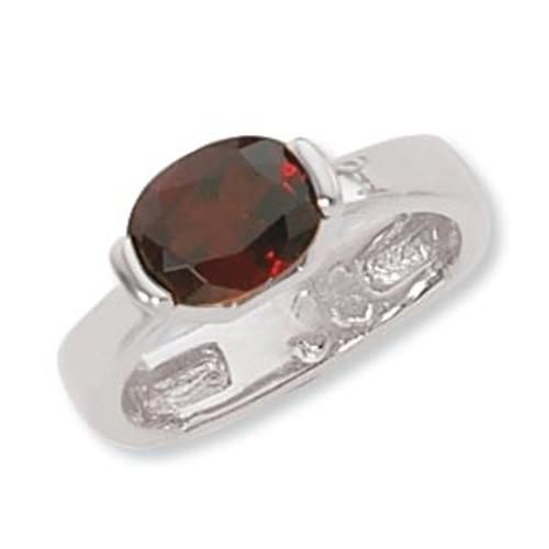 9x7 Oval Garnet Ring - 70920ga-ss - Sterling Silver