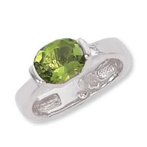 9x7 Oval Ring-Peridot Ring - 70920pe-ss - Sterling Silver
