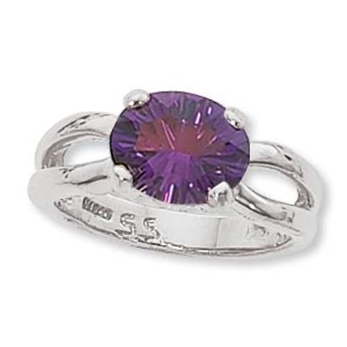 Concave Oval Amethyst Ring - 70923am-ss - Sterling Silver