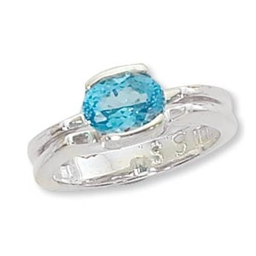 Oval Blue Topaz Ring - 70904bt-ss - Sterling Silver