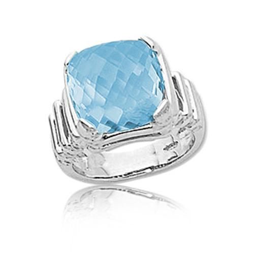 Stepped Side W/sqre Ring - 70930by-ss - Sterling Silver