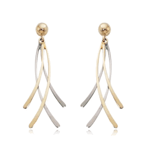 Medium Crossover Drop Fashion  Earrings - 7652tt - 14k Two Tone