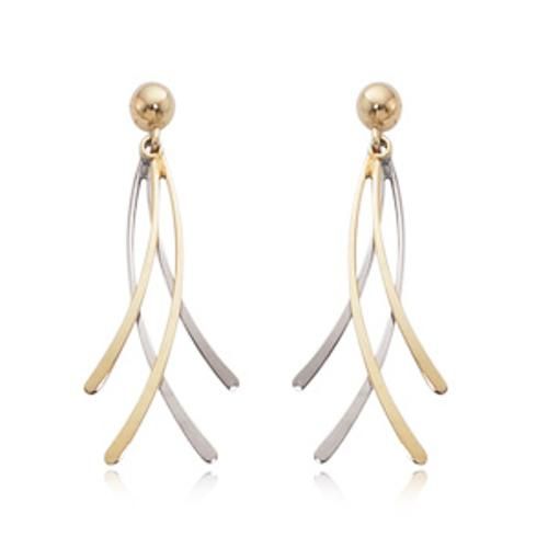 Medium Crossover Drop Fashion  Earrings - 7652tt - 14k Two Tone