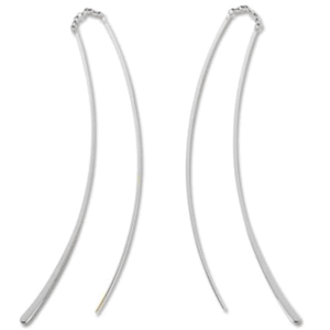 Fashion Thick & Thin Wire Threaders Earrings-13025wg-14k White Gold