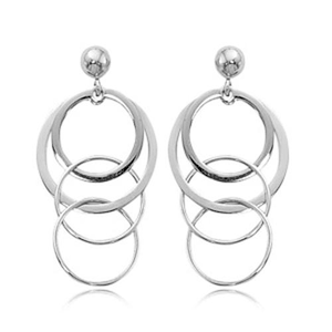 Medium Multi-circle Drop Fashion  Earrings - 7651wg - 14k White Gold