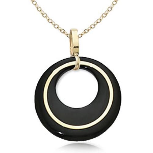 Onyx Round Disco With Ring Fashion Pendant-902297ox-14k Gold