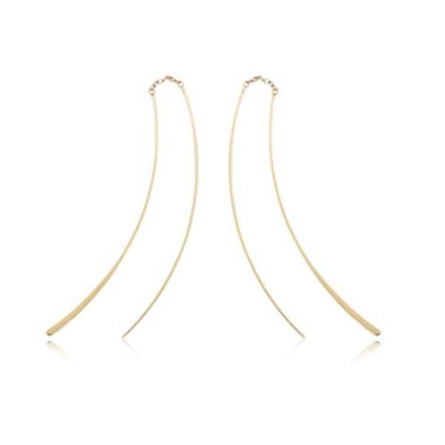 Fashion Thick & Thin Wire Threaders Earrings - 13024 - 14k Yellow Gold