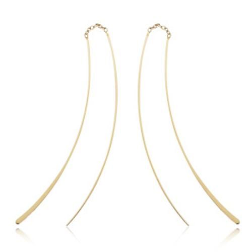 Fashion Thick & Thin Wire Threaders Earrings - 13025 - 14k Yellow Gold