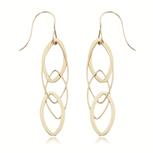 Fashion Interlocking Almond Drop Earrings - 13021 - 14k Yellow Gold