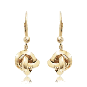 Fashion Knife Edge Love Knot Drop Earrings - 12177lb - 14k Yellow Gold
