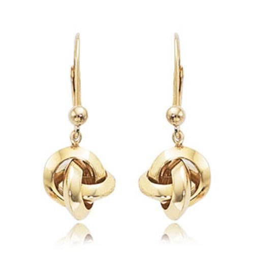 Fashion Knife Edge Love Knot Drop Earrings - 12177lb - 14k Yellow Gold