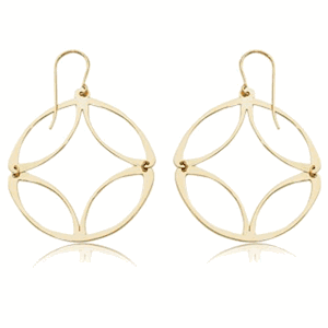 Fashion Clover Circle Drop Earrings - 13419 - 14k Yellow Gold