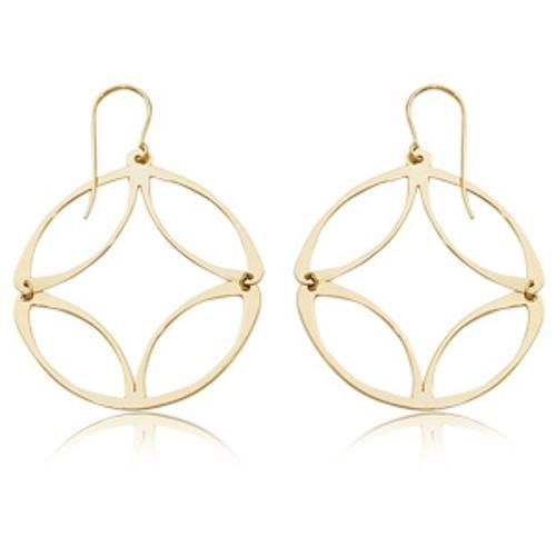 Fashion Clover Circle Drop Earrings - 13419 - 14k Yellow Gold