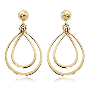 Small Double Pearshape Drop Fashion  Earrings - 7718 - 14k Yellow Gold