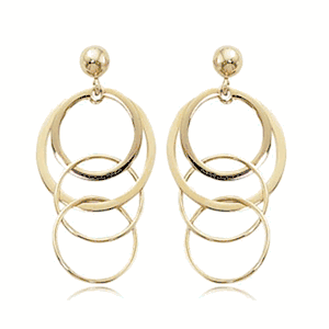 Medium Multi-circle Drop Fashion  Earrings - 7651 - 14k Yellow Gold