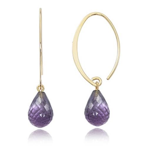 Fashion Amethyst Hoop Earrings - 13462am - 14k Yellow Gold