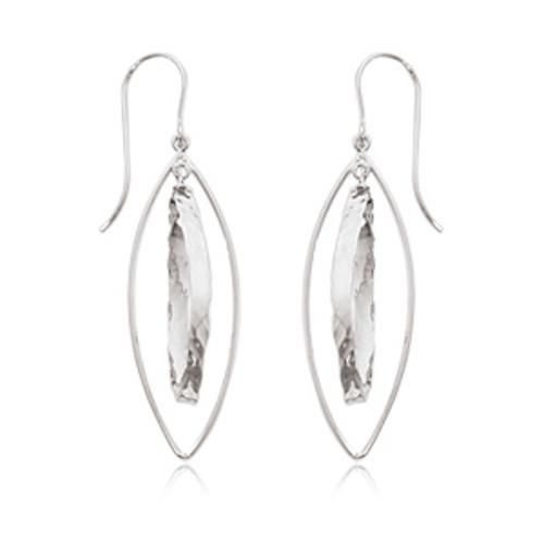Fashion Hammered Marquis Reversal Drop Earrings - 13292-ss