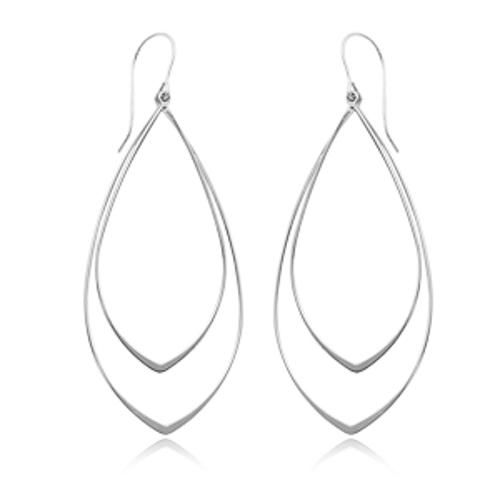 Double Pointed Drop Fashion  Earrings - 7839-ss - Sterling Silver