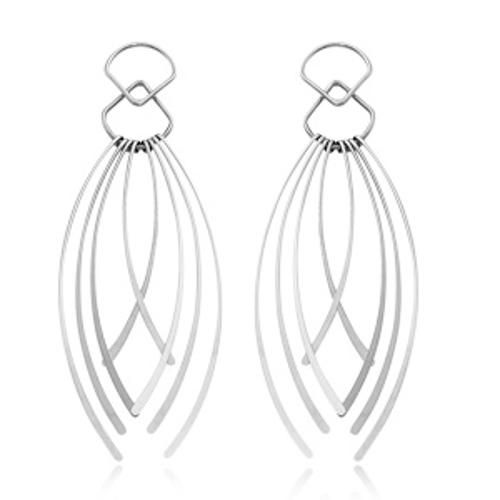 Fashion Curved Fringe Drop Earrings - 190500-ss - Sterling Silver