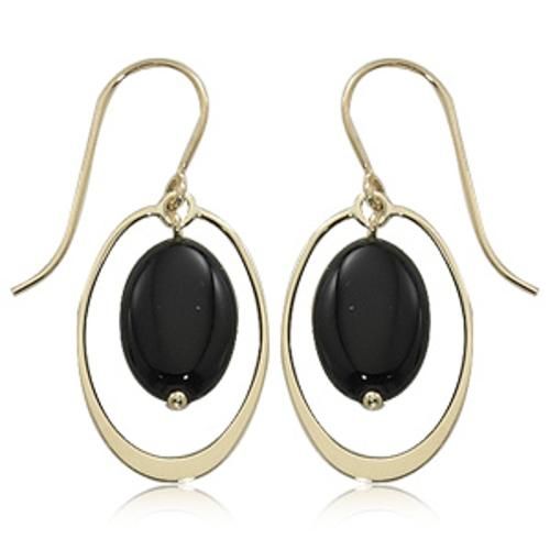 Fashion Framed Oval Lentil Earrings - 13887ox - 14k Yellow Gold
