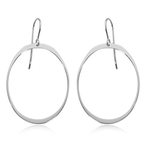 Fashion Large Simple Oval Drop Earrings - 13555-ss - Sterling Silver