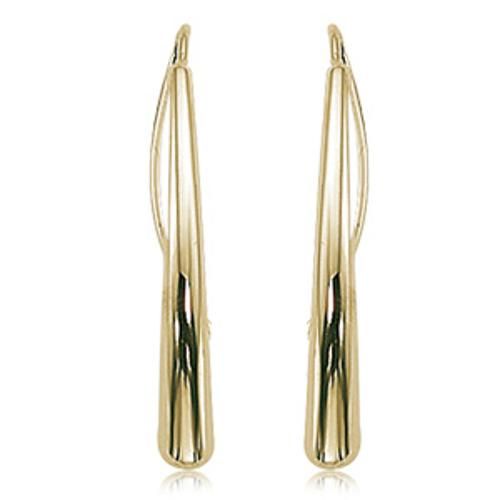 Fashion Long Teardrop With Hookwire Earrings - 4254 - 14k Yellow Gold