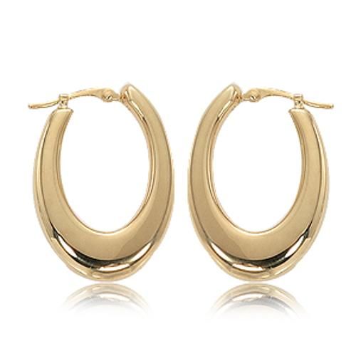 Fashion Medium Flat Oval Hoop Earrings - 4251 - 14k Yellow Gold