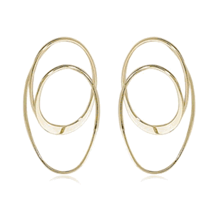 Fashion Medium Open Double Oval Sweep Earrings-13604