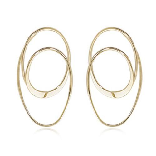 Fashion Medium Open Double Oval Sweep Earrings-13604