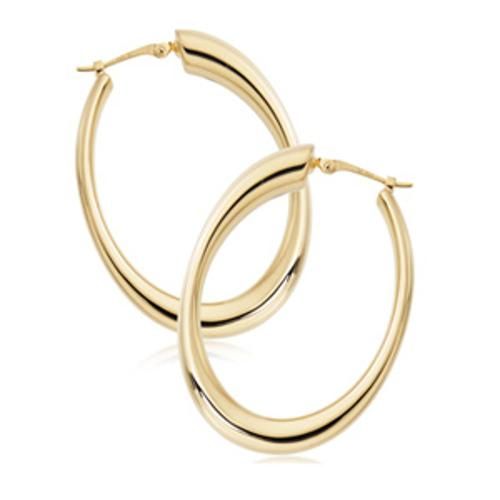 Fashion Medium Sculpted Oval Hoop Earrings - 4186 - 14k Yellow Gold