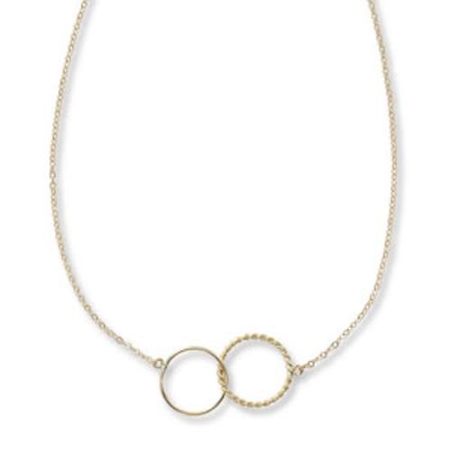 Twist Double Ring Interlock Fashion Necklace-90242718-14k Gold