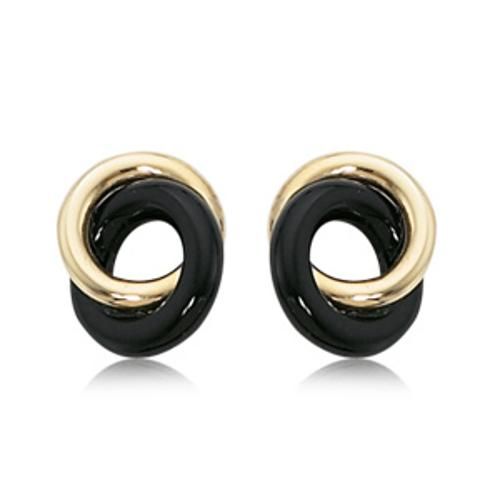 Fashion Onyx Donut Earrings - 259171 - 14k Yellow Gold