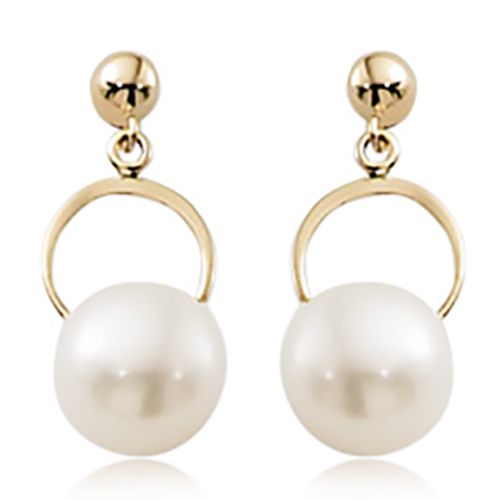 Fashion Pearl Button Swing Earrings - 13455fp - 14k Yellow Gold