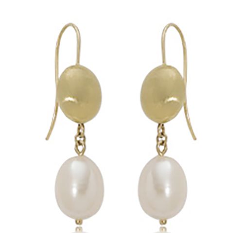 Fashion Pearl & Pebble Drop Earrings - 4134fp - 14k Yellow Gold