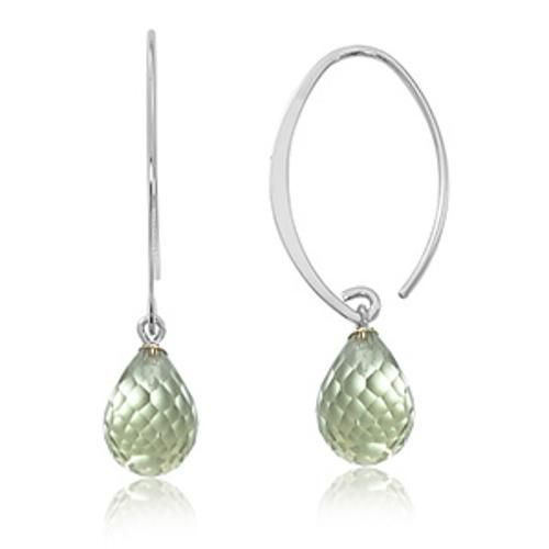 Fashion Prasiolite Hoop Earrings - 13462pr-ss - Sterling Silver