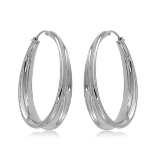 Fashion Round Offset Hoop Earrings - 4214-ss - Sterling Silver