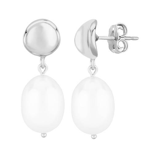 Fashion Round Pearl Drop Earrings - 4202fp-ss - Sterling Silver