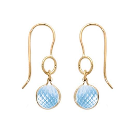 Fashion Simple Circle Blue Topaz Drop Earrings-13704bt