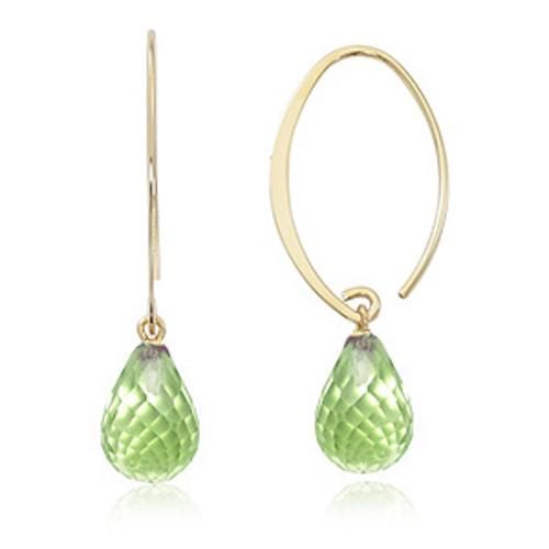 Fashion Sweep / Peridot Briolette Earrings - 13462pe - 14k Yellow Gold