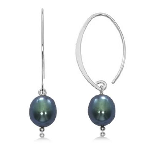 Fashion Sweep With Black Pearl Earrings - 13462bfp-ss