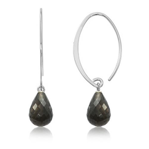 Fashion Sweep Smokey Qtz Earrings - 13462sq-ss