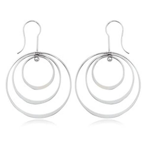 Fashion Triple Spinning Circles Earrings - 11489-ss - Sterling Silver