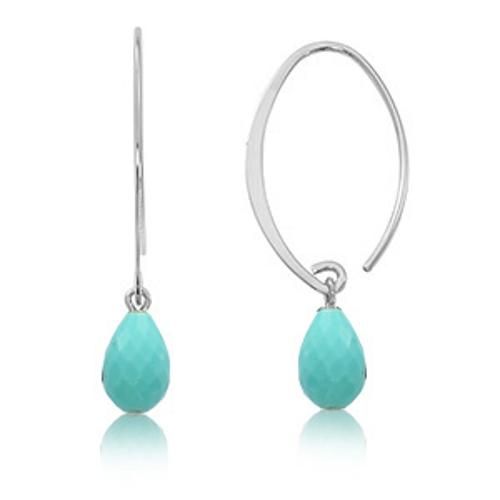 Fashion Turquoise Hoop Earrings - 13462tqf - 14k Yellow Gold