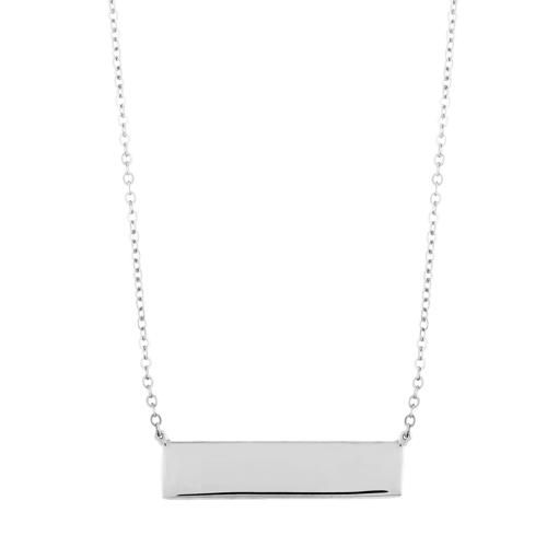 Sterling Silver 1.2 Inch  Engravable Bar Neck Adjustable. 16-18 Necklace - 90255618SM-SS