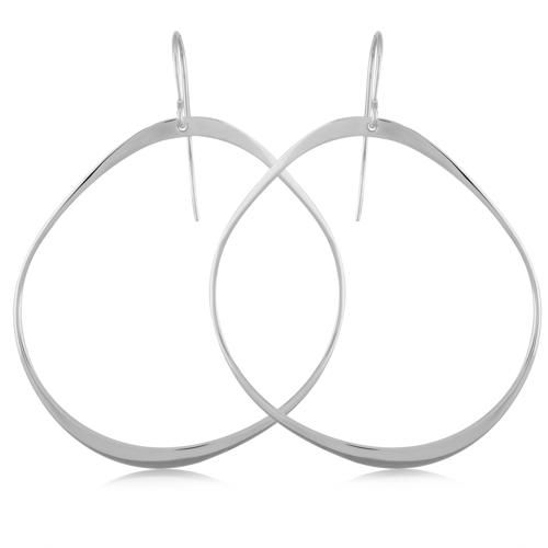 Sterling Silver Abstract Circle Drop Earrings - 14464-SS