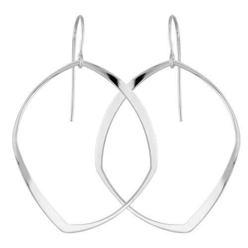 Sterling Silver Abstract Oval Drop Earrings - 14463-SS