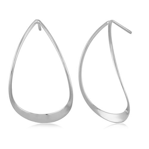 Sterling Silver Abstract Pearshape Earrings - 14467-SS