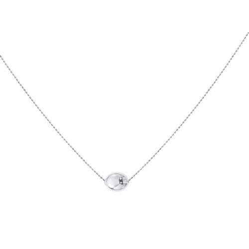 Sterling Silver Bean W-chain Necklace - 90256118-SS